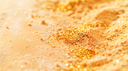 Obraz premium Close-up of sparkling gold pigment and glitter 
