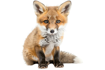 Cute red fox kit isolated on a transparent background