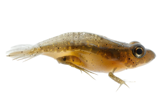 A tadpole is a larval amphibian that breathes through gills and has a long tail.