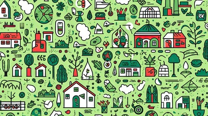 Colorful Vector Illustration Depicting Sustainable Living and Eco-Friendly Practices