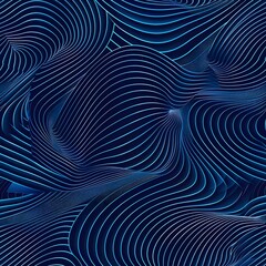 Fototapeta premium Dense blue lines swirling into complex patterns, ocean waves rhythmic sound waves background