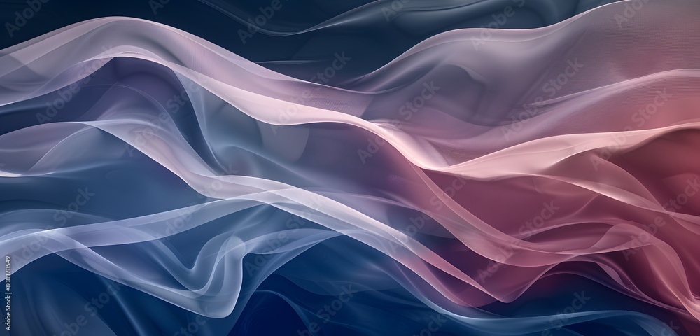 Wall mural dynamic abstract wave pattern with soft pink and vivid blue hues, seamless pattern