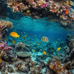 crystal clear ocean with colorful fish