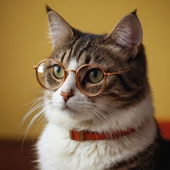 a cat with glasses