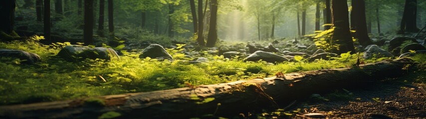 Serene forest landscape with lush greenery