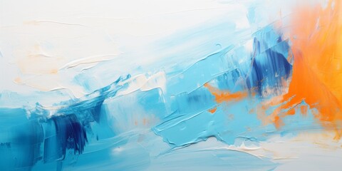 abstract painting with vibrant blue and orange colors