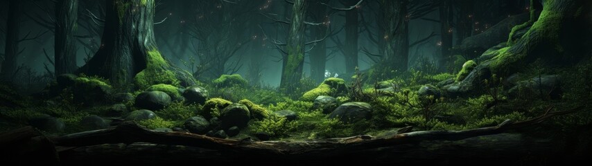 Enchanted moss-covered forest landscape