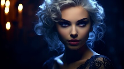 Fototapeta premium Glamorous woman with smoky eye makeup and curly hair