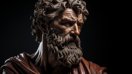 Dramatic portrait of an ancient philosopher