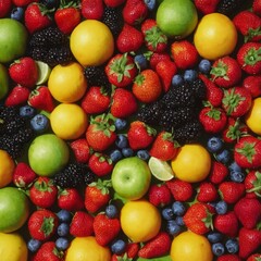 Obraz premium summer seasonal fruits and vegetables
