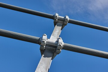 Engineering steel joint detail Skybridge 721 suspension footbridge