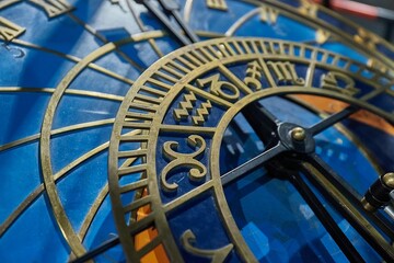 Old astronomical clock detail
