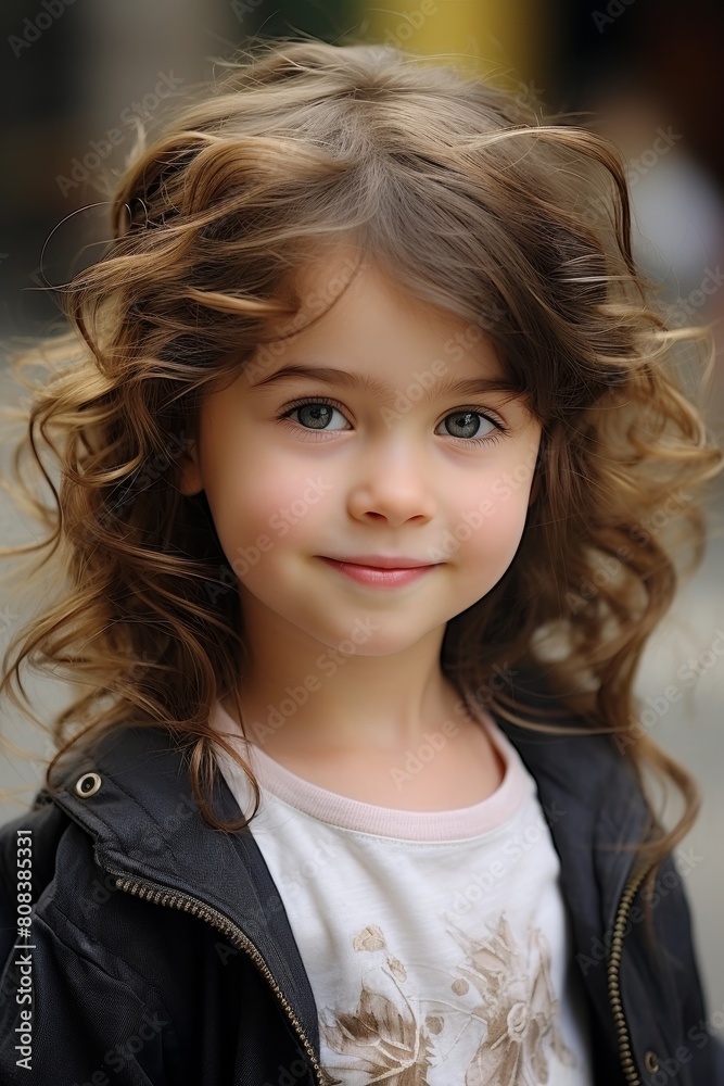 Canvas Prints Smiling young girl with curly hair