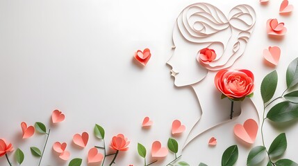 Greeting card: Happy mother's day, valentine's day, women's day on white background.