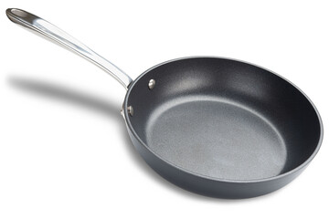Pan. Frying pan. Ceramic nonstick pan with stainless steel handle. Fry pan for cooking. Gray...