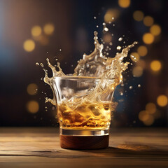 photography of a alcoholic drink explotion liquid flying ai generated