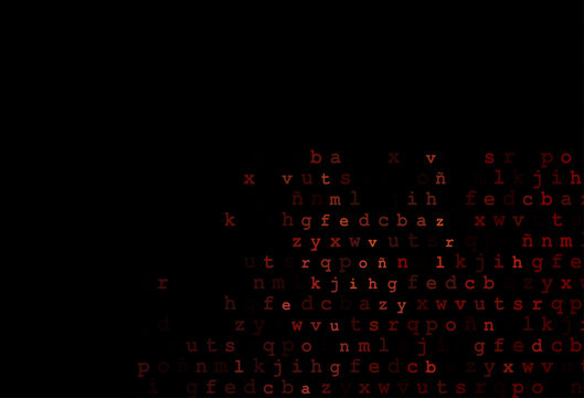Dark red vector texture with ABC characters.