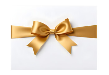 Golden ribbon with bow isolated on white background