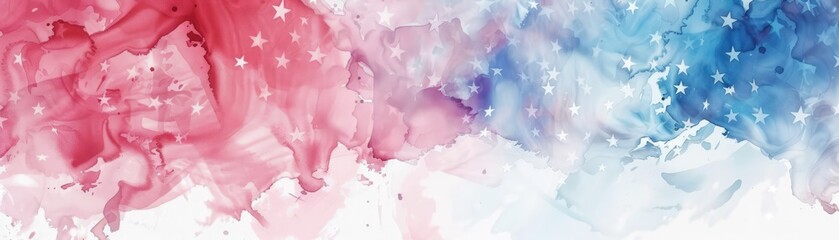 A watercolor painting of the American flag with stars, Memorial Day