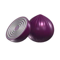 Onion 3D Vegetable Icon with Transparent Background
