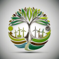 Greening 3D tree logo 