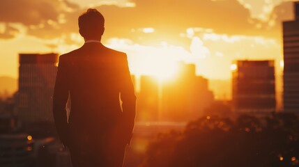 Fototapeta premium Silhouette of business man with ambitions