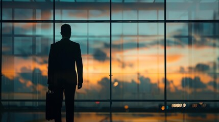 Fototapeta premium Silhouette of business man with ambitions