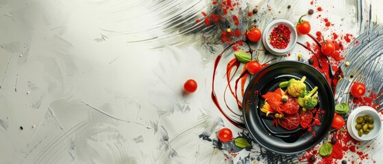 Chinese art style creative design transforms the way we experience gourmet food, blending culinary arts with visual splendor, presented in a banner sharpen with copy space