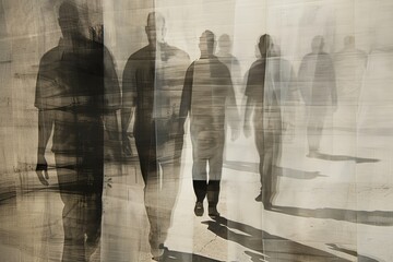 Invisible Forces. Silhouettes of lost and unnoticed people. Ghosts are among us