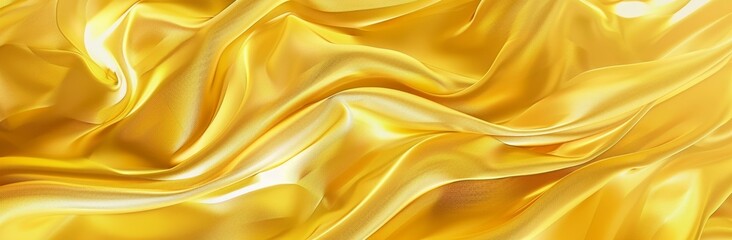 Fototapeta premium High-quality image capturing the elegant ripples of a golden silk fabric. Perfect for background, design elements or to imply luxury, wealth, and sophistication in diverse creative projects
