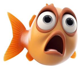 PNG Surprised fish goldfish cartoon animal.