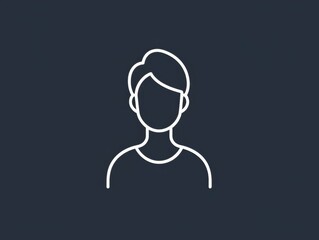 Simple flat icon of a digital avatar with a minimalistic outline against a dark background.