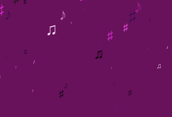 Fototapeta premium Light Pink vector backdrop with music notes.
