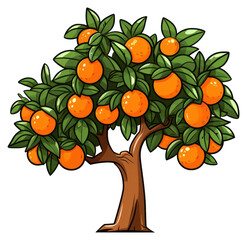 PNG Orange tree cartoon fruit plant.