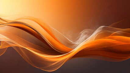Orange abstract swoop swirl with smoke and fog