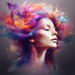 Beautiful fantasy abstract portrait of a beautiful woman. Generative AI.