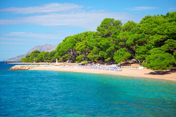 Paradise beach in Hvar island, Dalmatia, Croatia. Tropical island like in paradise