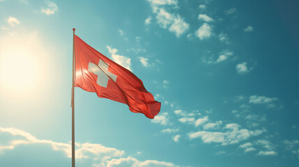 Fototapeta premium Swiss Flag Waving, Proud, National Symbol
