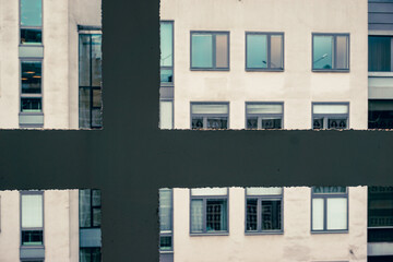 View of a building seen through a window