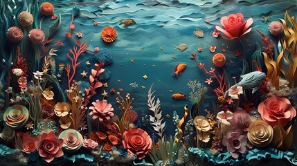 Craft a whimsical underwater world teeming with life on a canvas of handmade paper