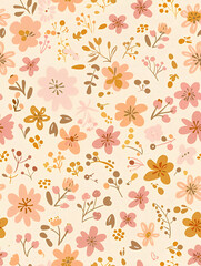 Floral flower seamless pattern background, muted colors, pink, blush, beige, peach