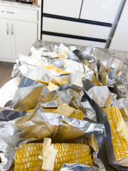 Fresh Corn on the Cob in Vacuum-Sealed Packaging