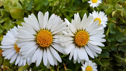 Daisies with white petals and a yellow center - interesting wallpaper