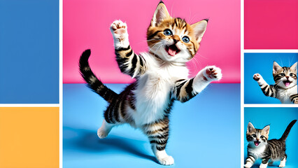 A cute cat struggles