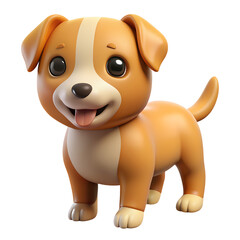 A cute 3D dog, isolated on a transparent background, 3D rendering style