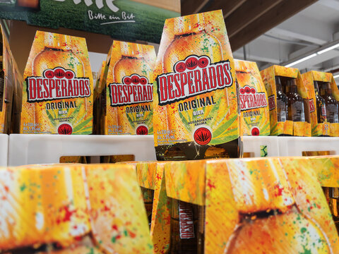 Desperados Beer Displayed on Store Shelf