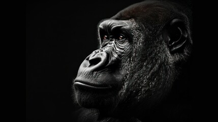 Black and White Portrait of Gorilla