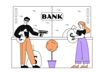 Bank robbery vector simple