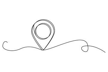 Minimalist location pin vector. Continuous line drawing. Navigation symbol illustration. Geolocation concept Vector.