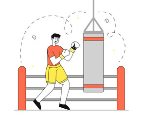 Man boxer at ring vector simple